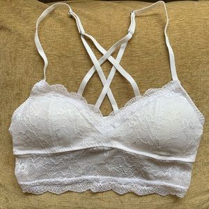 abercrombie & fitch white lace bralette